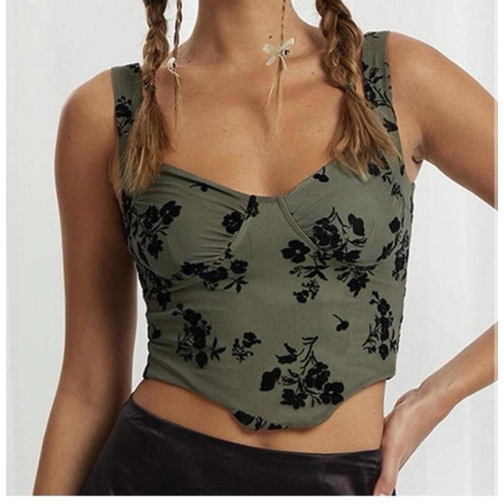 PacSun tank top cami womens xs y2k 90s inspired babydoll grunge dark floral vamp